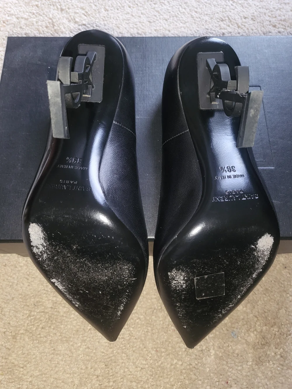 Saint Laurent Black Opyum Pointed-Toe Leather Pumps - Picture 6 of 7